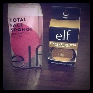Total face sponge and stardust glitter.